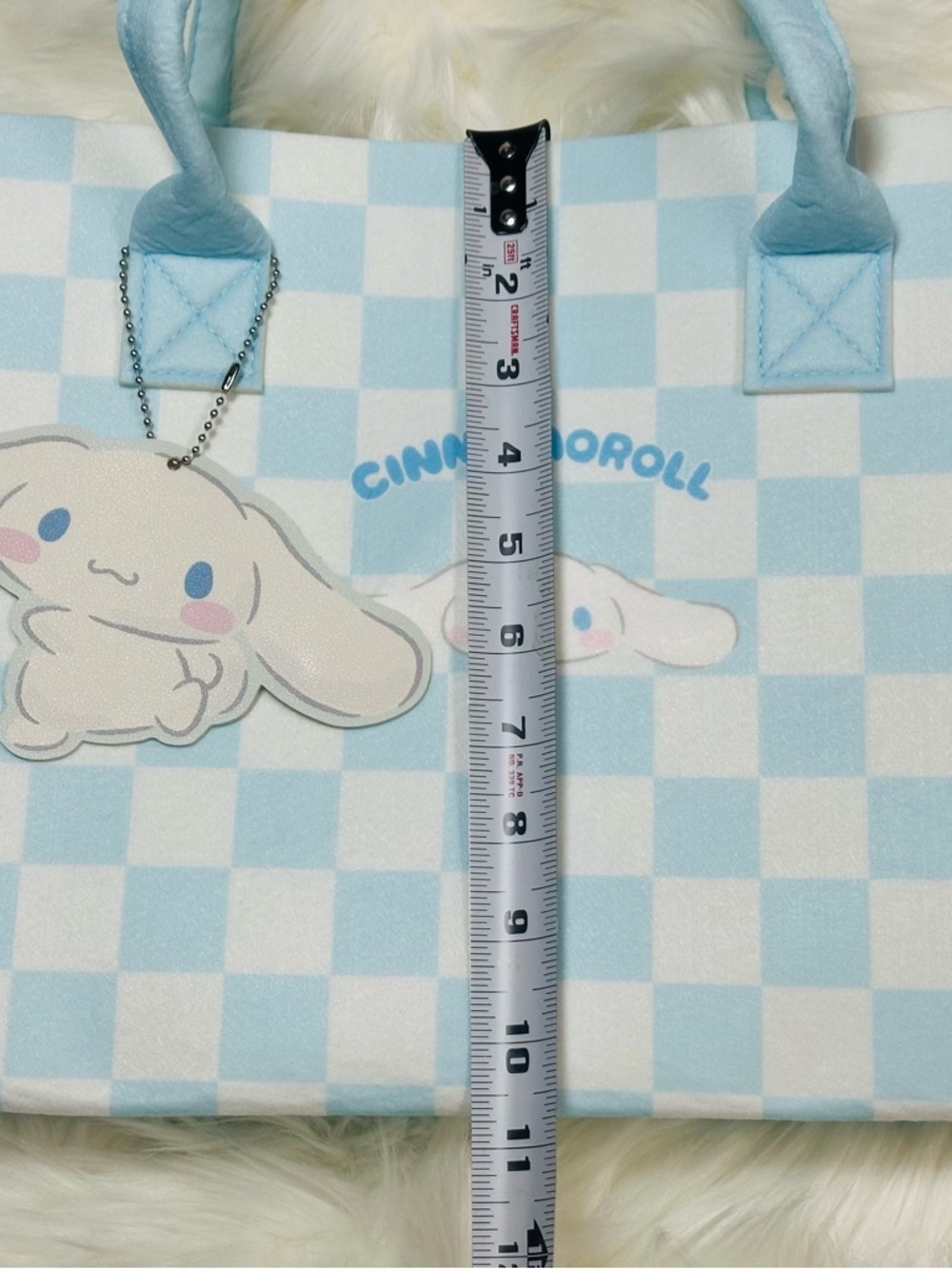 Sanrio Cinnamoroll Blue and White Check Tote Bag - Picture 7 of 8